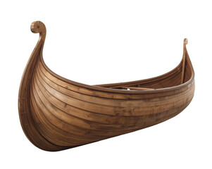 Isolated Wood Viking Ship Ancient Culture History Craft Boat Vessel on a Clean Studio Shot