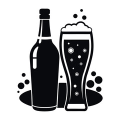 Classic Beer Bottle and Glass Icon

