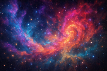 Naklejka premium Vibrant Swirling Nebula with Numerous Stars in Deep Space galaxy cosmos
