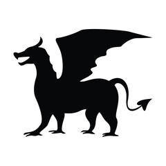 dragon silhouette design. mythology monster symbol.