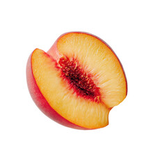 Close-up of a peach half, showcasing its vibrant colors and juicy flesh