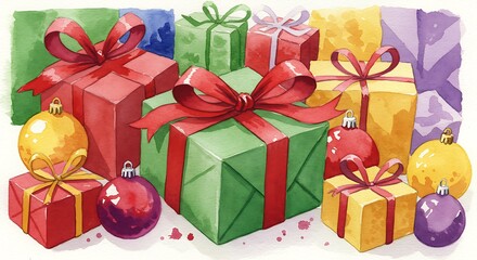 Watercolor Christmas Bounty