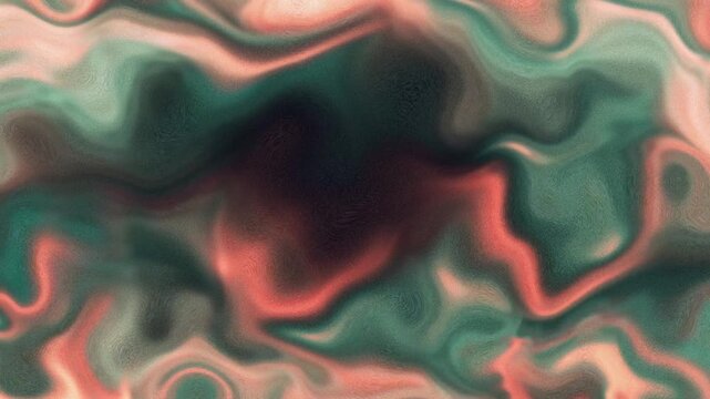 Abstract Liquid Motion Teal Coral Swirl Background Seamless Loop Animation Trendy Modern Design