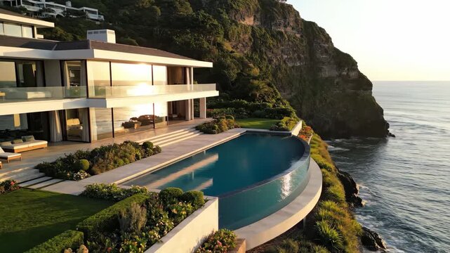 Luxury oceanfront villa with infinity pool offers ultimate relaxation and stunning views, perfect getaway for travel and lifestyle brands