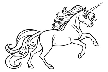 Cute Cartoon Unicorns isolated on white background. Vector illustration for coloring books