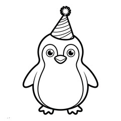Cute penguin wearing a party hat illustration