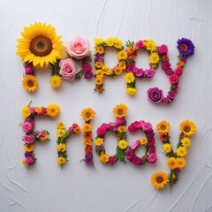 word " Monday" made with flowers. floral background.