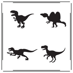 Dinosaur Silhouettes Set – T. Rex and Stegosaurus Illustrations in Various Poses for Graphic Projects, Educational Art, and Children’s Designs
