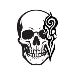 Dark Skull Death Metal Band Logo Illustration,death metal skull, skull logo design, metal band logo, skull emblem vector