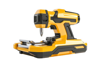 Fototapeta premium Yellow and black electrical wire connector crimping tool for electrician, cable repair, and maintenance isolated on transparent background