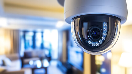 Security Camera with LED Lights Monitoring an Indoor Space