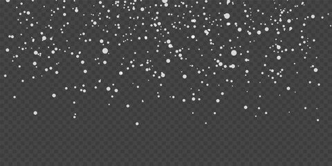 Gentle falling snowflakes on transparent background for winter and Christmas designs