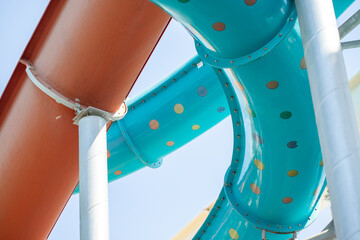 Water Park Slides Supported by Metal Poles