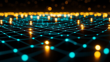 Illuminated Network Grid with Interconnected Nodes