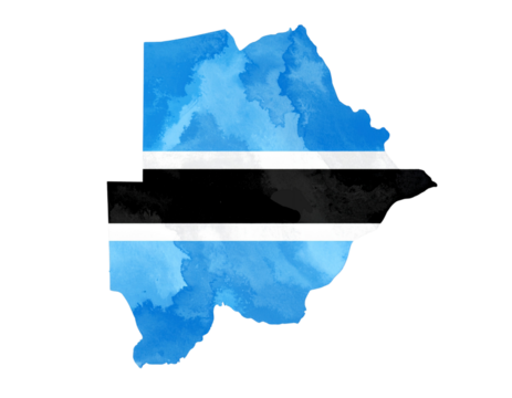 Artistic Botswana Map in Hand-Painted Watercolor Style PNG