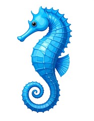 Vivid blue seahorse, detailed design