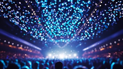 Vibrant Concert Crowd With Mesmerizing Blue Light Show Illumination
