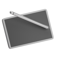 Gray drawing tablet with silver stylus, perfect for graphic designers, digital artists, illustrators, and anyone creating digital art.