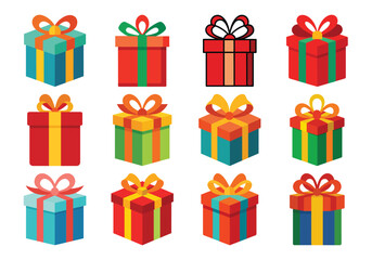 Colorful Gift Box Collection Vector Illustration for Celebrations and Special Occasions