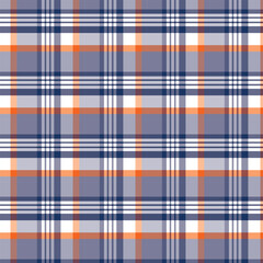 Seamless Plaid Fabric Texture in Blue, Orange, and White