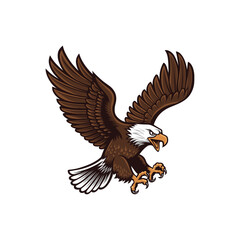 Attacking Bald Eagle Mascot Logo Vector – Fierce Flying Bird of Prey Emblem for Sports, Gaming, and Team Branding

