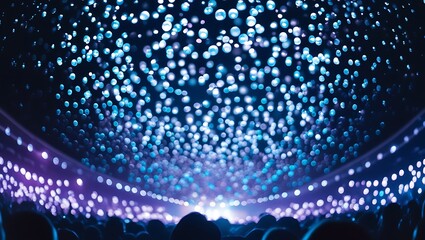 Abstract Blue And Purple Glowing Lights Crowd Atmosphere