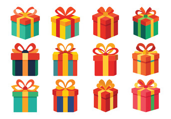 Colorful Gift Box Collection with Ribbons for Celebrations and Special Occasions