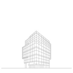 Fototapeta premium Grey Modern Building Architectural Drawing