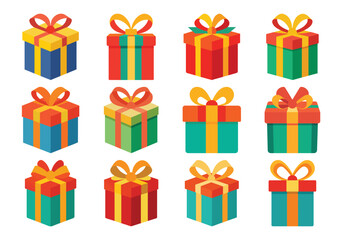 Colorful Gift Box Collection for Celebrations Holidays Birthdays and Special Occasions
