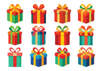 Colorful Christmas Gift Boxes Vector Illustration for Holiday Season and Celebrations