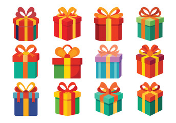 Colorful Gift Boxes with Ribbons and Bows for Celebrations and Holidays