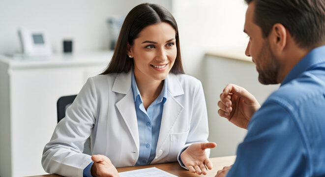 Empathetic healthcare professional discusses patient well-being and safety, fostering trust during a consultation on World Patient Safety Day