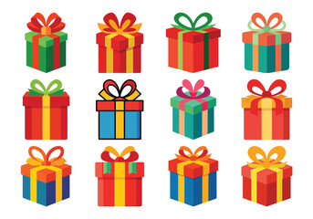 Colorful Christmas Gift Boxes Vector Illustration for Holiday Celebration and Decoration
