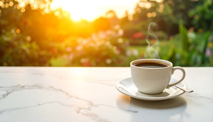 Warm coffee outdoors