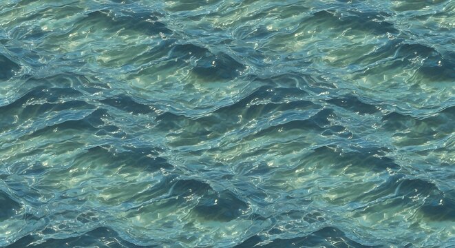Aerial view showcasing a vast expanse of ocean water with gentle waves and shimmering sunlight effects