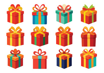 Colorful Gift Boxes with Ribbons and Bows for Celebrations and Holidays