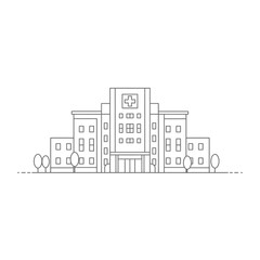Linear Illustration of a Hospital Building