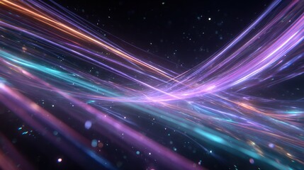 Abstract swirling lights in a dark space with ethereal, colorful glowing streaks
