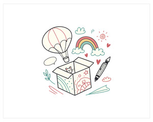 Doodle Sketch And Scribble Elements Graphic Box Free SVG Download