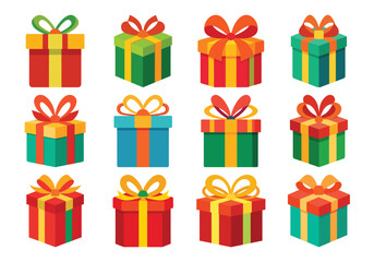 Colorful Gift Boxes with Ribbons and Bows for Celebrations and Holidays