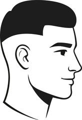 Man with a modern haircut isolated on white background, side view portrait