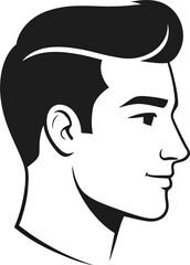 Illustration of a mans head in profile with a white background isolated
