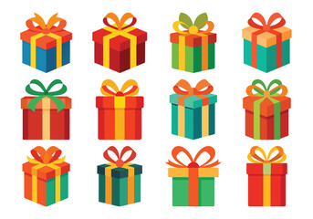 Colorful Gift Boxes with Ribbons and Bows for Celebrations and Holidays