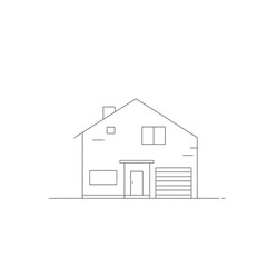 Simple House Architectural Line Drawing
