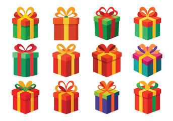 Colorful Gift Boxes with Ribbons and Bows for Holiday Celebrations and Events