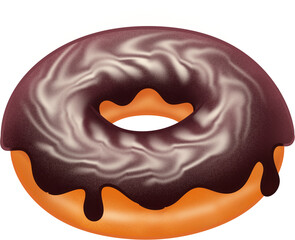 Illustration of a Donut with Chocolate Glaze