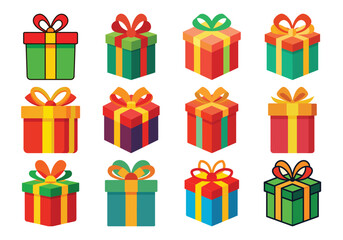 Colorful Gift Boxes Collection for Christmas Birthday or Celebration Events