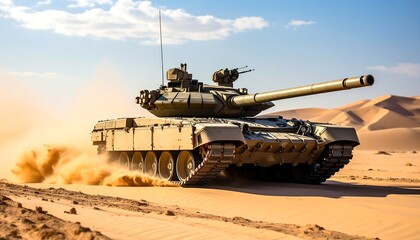 Powerful Tank Maneuvers Across Sandy