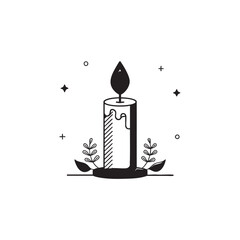 Celebration candle line art icon for festive occasions