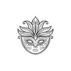 Decorative festival mask line art icon design